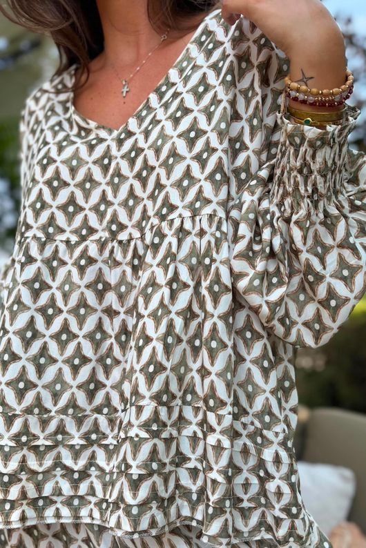 Ren Tiles of Marrakesh Smock Top Khaki